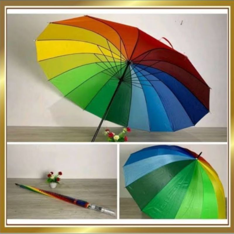 Payung Besar Pelangi Anti Karat - Payung Jumbo Kuat Tebal Hujan Angin | Ukuran Dewasa