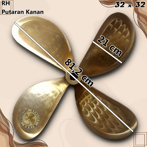 Baling baling kapal ukuran 32 x 32 mesin gearbox 4 daun Arcim Propeller