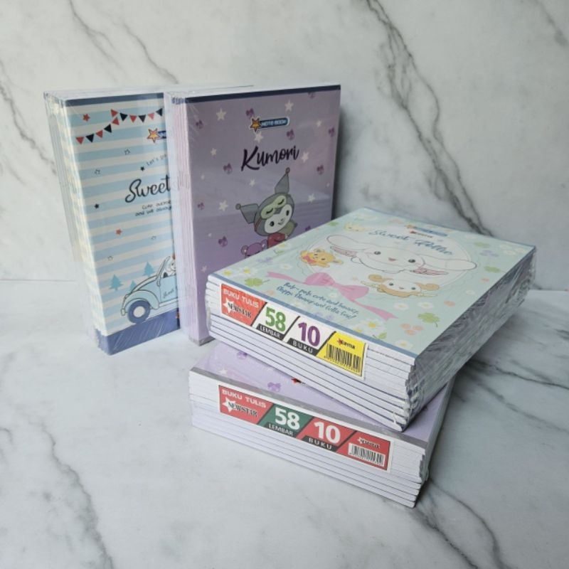 

buku tulis newstar 58 lembar 10 buku ukuran kwarto A5 kuromi sanrio melody Kertas