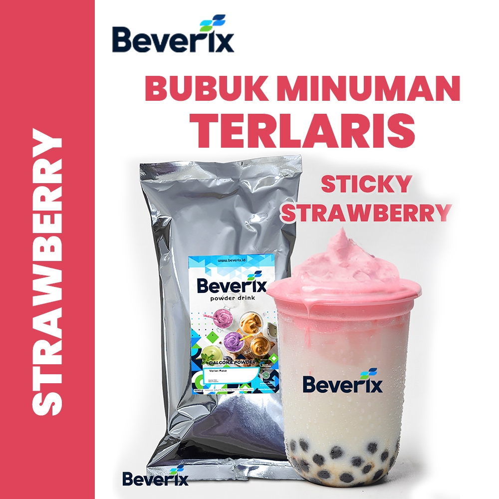 

BEVERIX Bubuk Minuman Sticky Milk Rasa Strawberry Stroberi Dalgona Es Kentel 500 Gr
