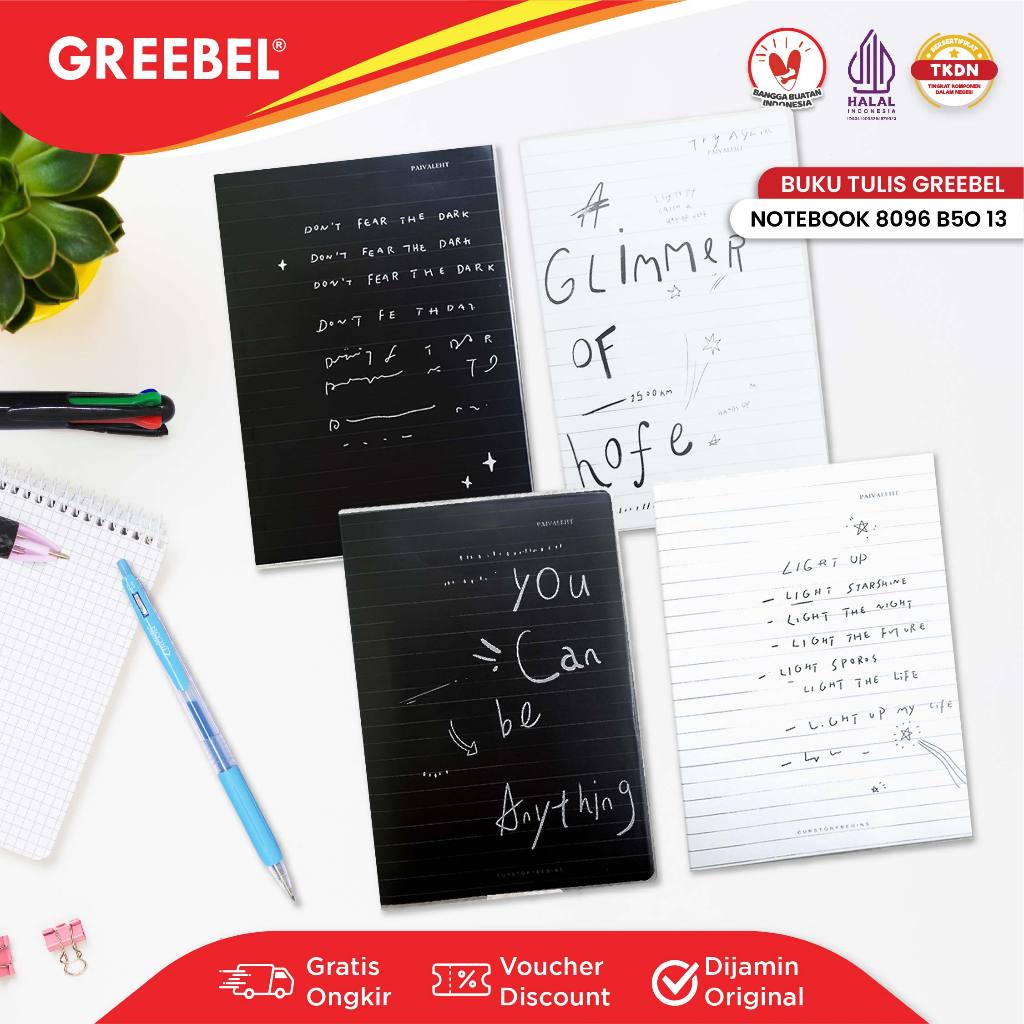

GREEBEL Notebook Buku Diary Aesthetic / Notebook 8096 B50 13 / Buku Note Binder 96 Halaman / Buku Tulis Lucu Pastel