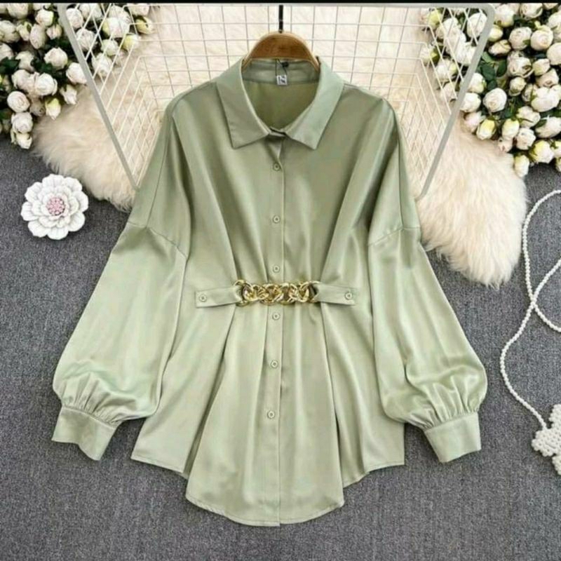 KEMEJA KERJA WANITA MELDA TOP BIG SIZE JUMBO LD 140 130 120 110 dst  KEMEJA BLOUSE POLOS ATASAN WANI