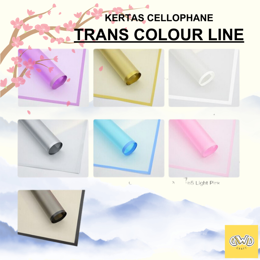 

(20 LEMBAR) TRANSPARAN COLOUR LINE - Flower Wrapping Cellophane / Kertas Buket Bunga Hand Bouquet