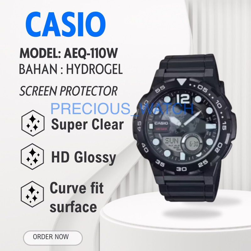 Antigores / Screen Protector Untuk Jam Tangan Casio AEQ-110W AEQ 110W AEQ110W AEQ 110 AEQ110 Hydroge