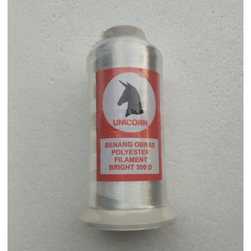 Benang Obras Polyester Filament Bright 300 D Unicorn Putih mengkilap 5000 yard