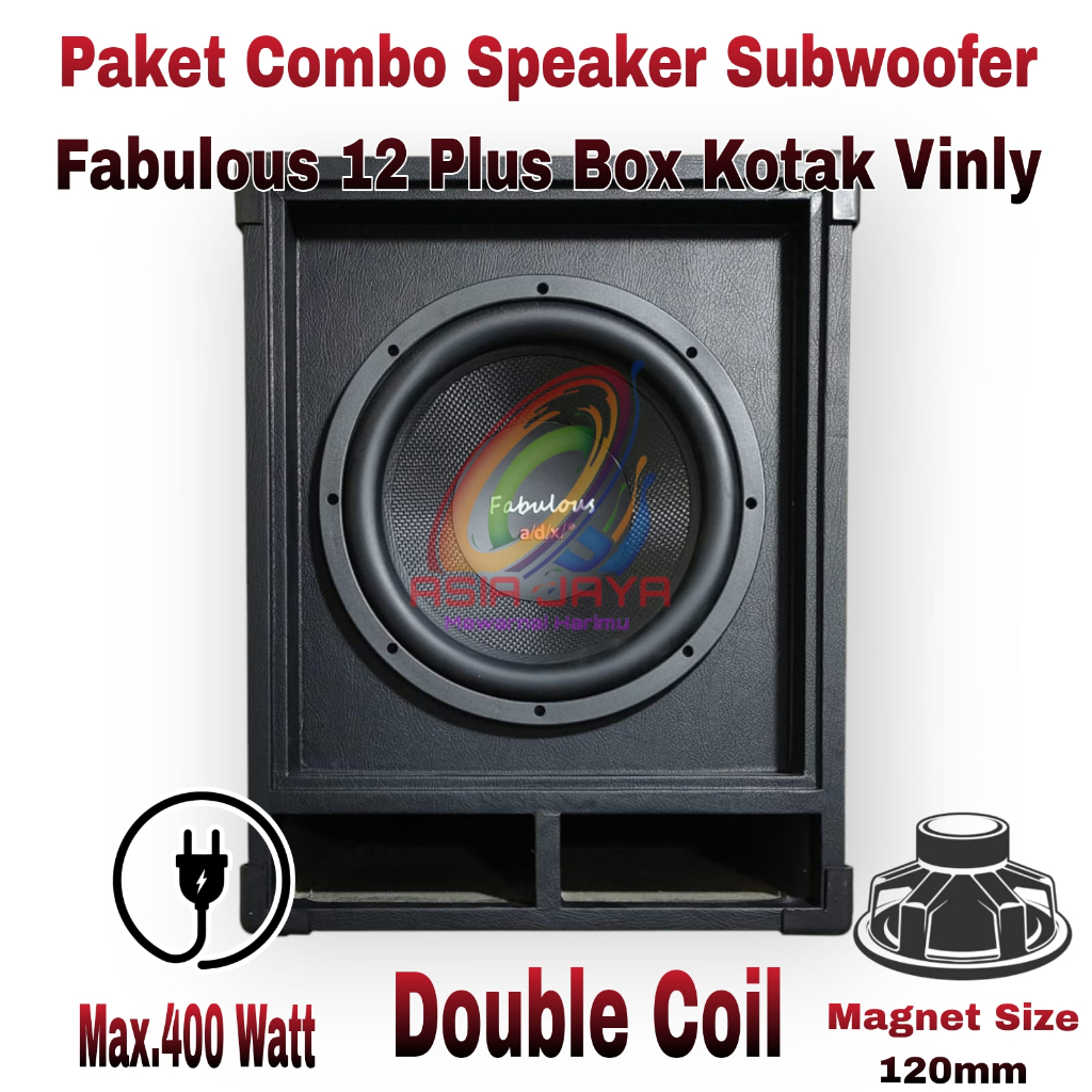 Paket Combo Speaker Subwoofer ADX Fabulous 12 inch Double Coil Plus Plus Box Kotak Vinyl 12 inch