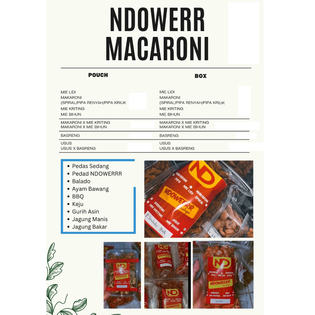 

Ndowerr Makaroni Kemasan Pouch