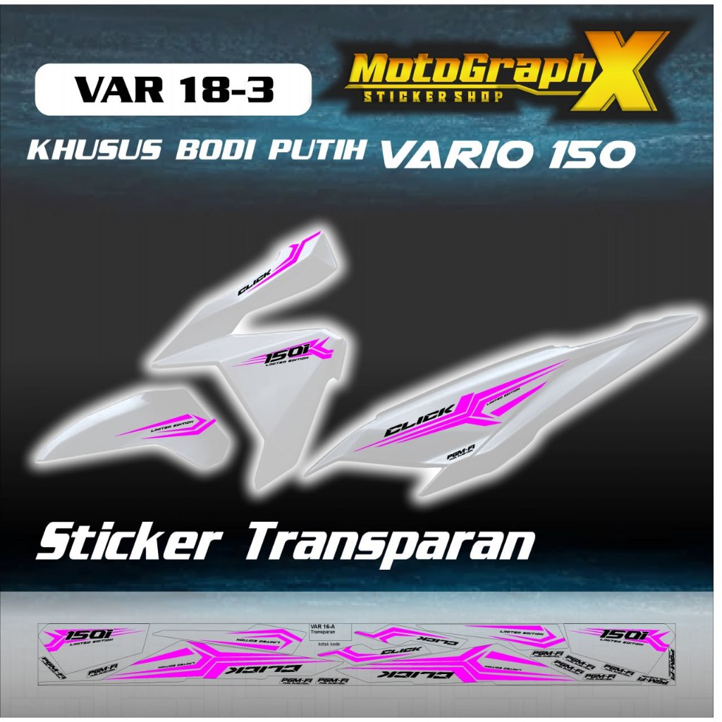 Striping Stiker Transparan Vario 150 Old Khusus Body Putih VAR 18