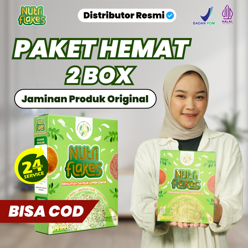 

PROMO HEMAT 2 BOX NUTRIFLAKES ORIGINAL SEREAL SEHAT UMBI GARUT ATASI ASAM LAMBUNG MAAG AMAN UNTUK DIET HALAL BPOM GRATIS ONGKIR COD