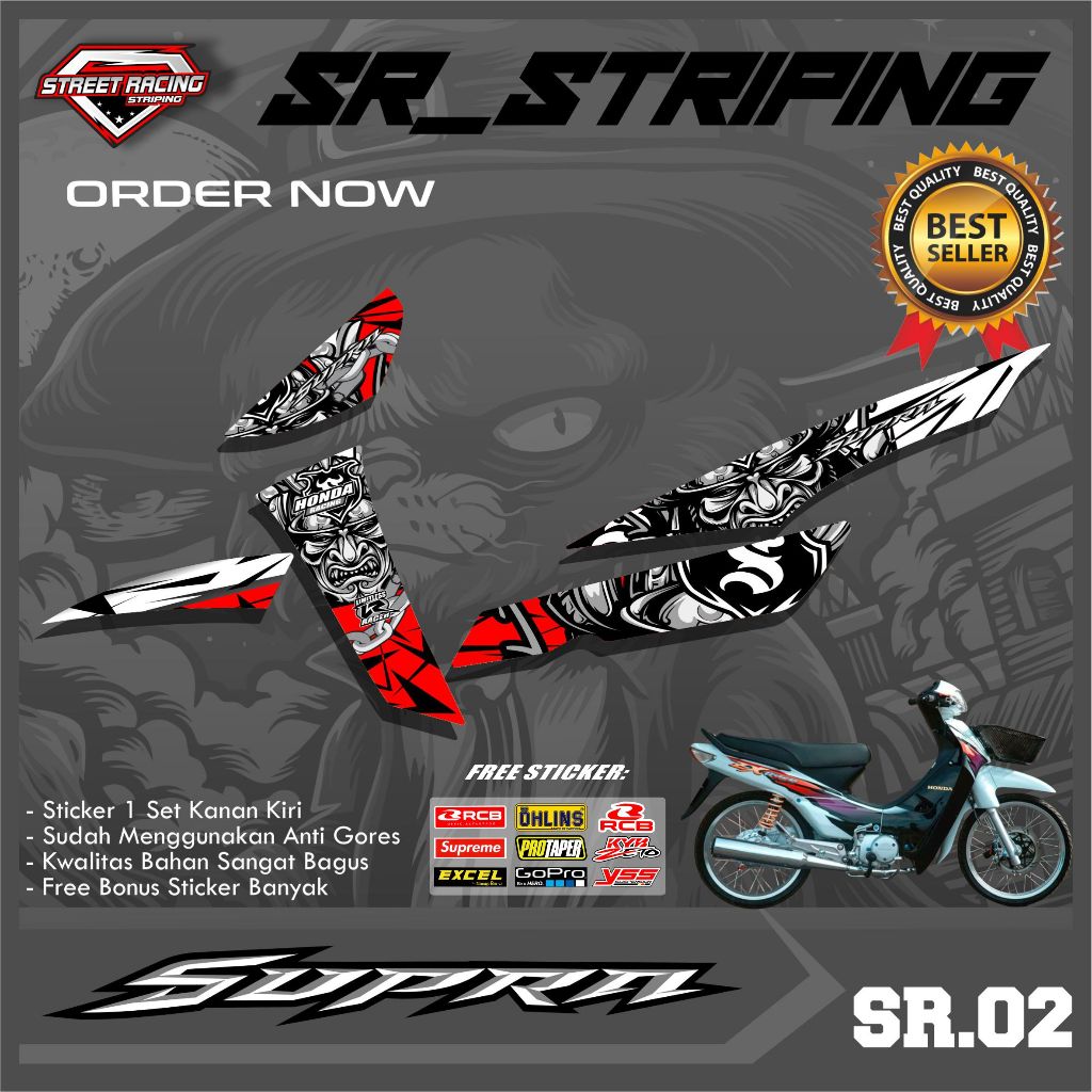 Striping Supra Lama 100/Old, Supra X, Supra Fit Lama - Sticker Striping List Variasi Motor Supra Lam