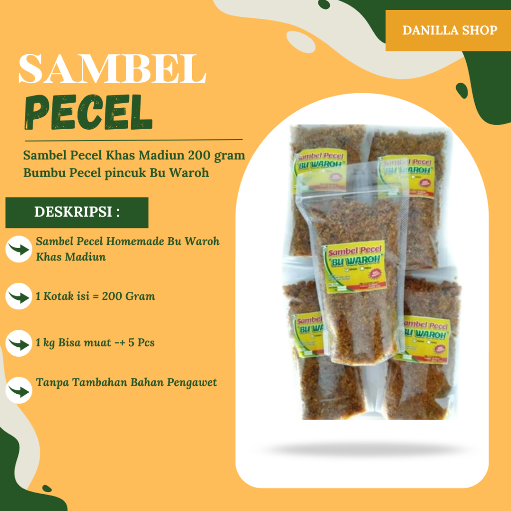 

Sambel Pecel Khas Madiun 200 gram Bumbu Pecel pincuk Bu Waroh Premium