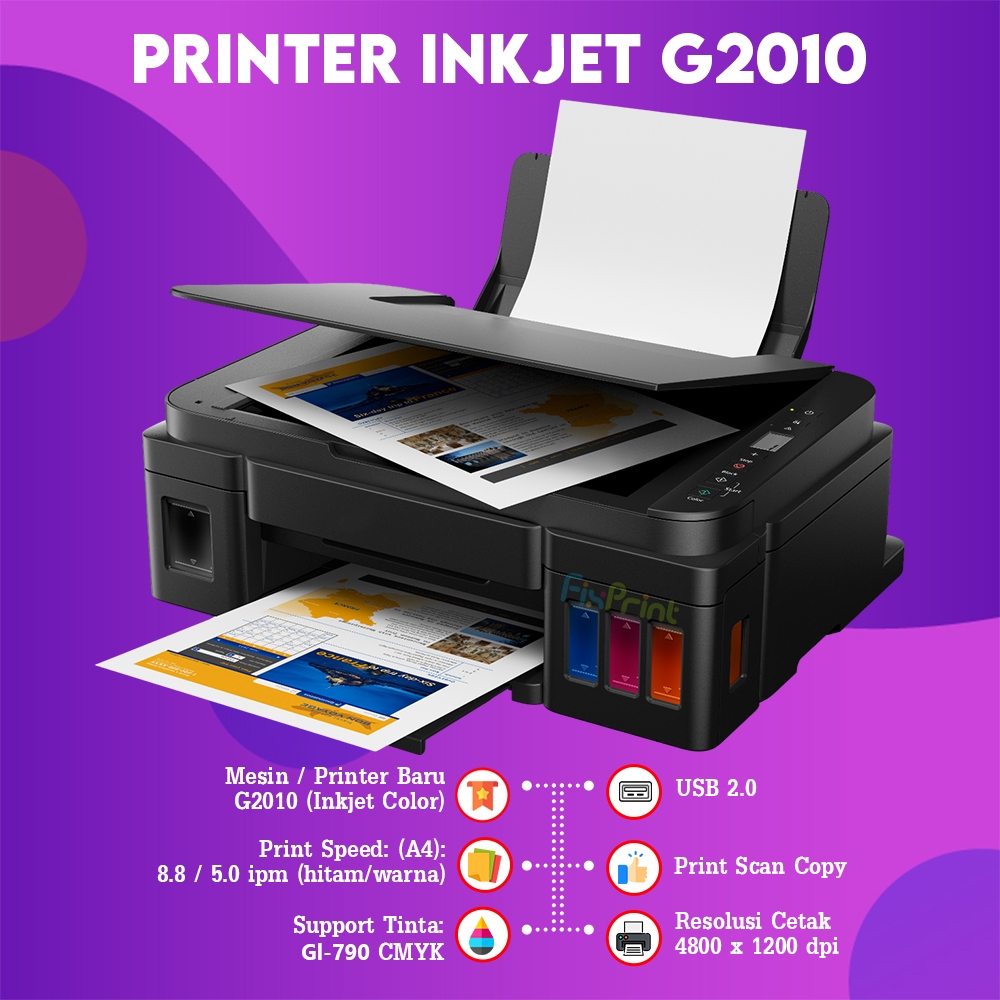 Printer InkTank Pixma Canon G2010 / G2730 Black Purple / G2770 All In One Print Scan Copy Multifunct
