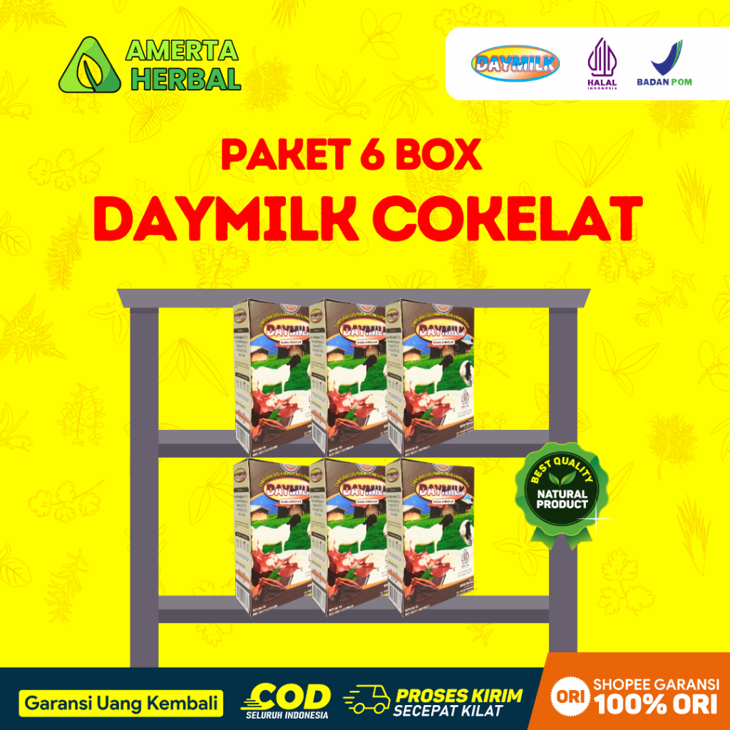 

[ PAKET 6 BOX ] Susu Daymilk Rasa Cokelat - Susu Kambing Etawa Bubuk Premium - 200gr Halal BPOM