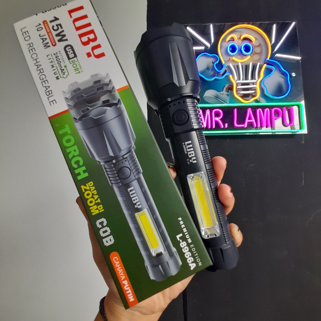 Senter LUBY L-8966A COB dan Zoomable – Senter Pejuang Kegelapan