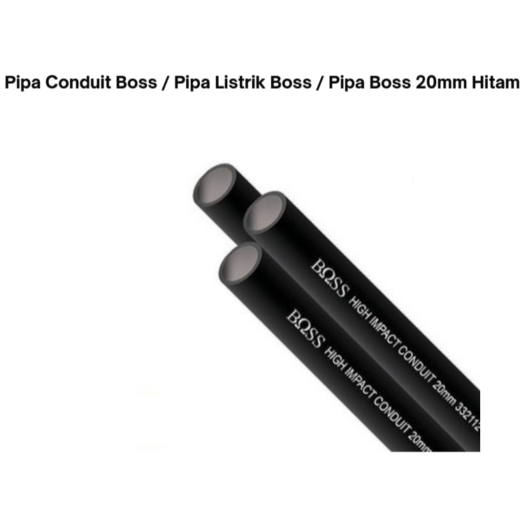 Pipa conduit boss 20mm / Pelindung kabel / Pipa Listrik PVC - Hitam, Bisa Di Bengkokan