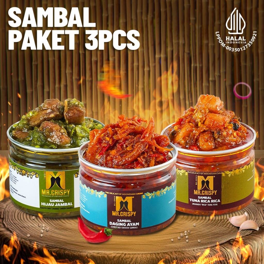

PROMO PAKET SAMBAL 3 PCS HEMAT MR CRISPY