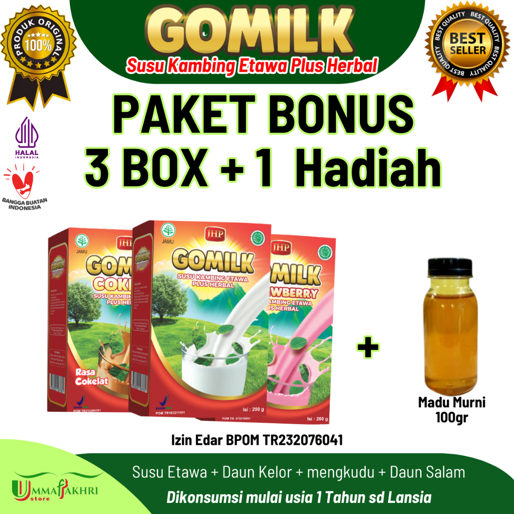 

[Paket 3 box] GOMILK Susu Etawa Herbal Paket Bonus Paling Best Seller