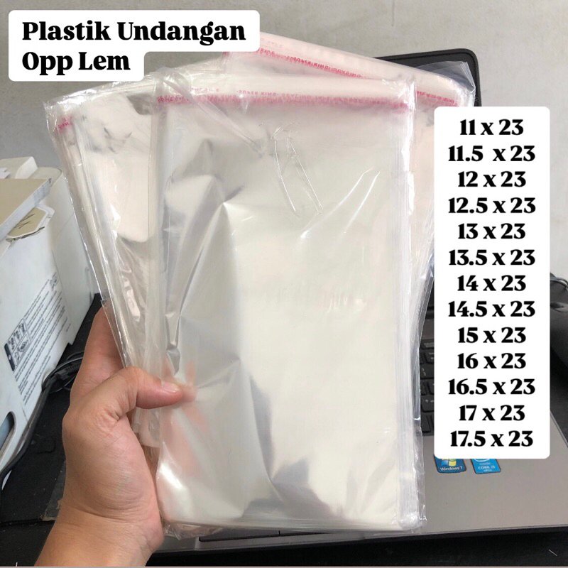 PLASTIK UNDANGAN / PLASTIK OPP LEM TERMURAH 11 x 23 11.5  x 23 12 x 23 12.5 x 23 13 x 23 13.5 x 23 1