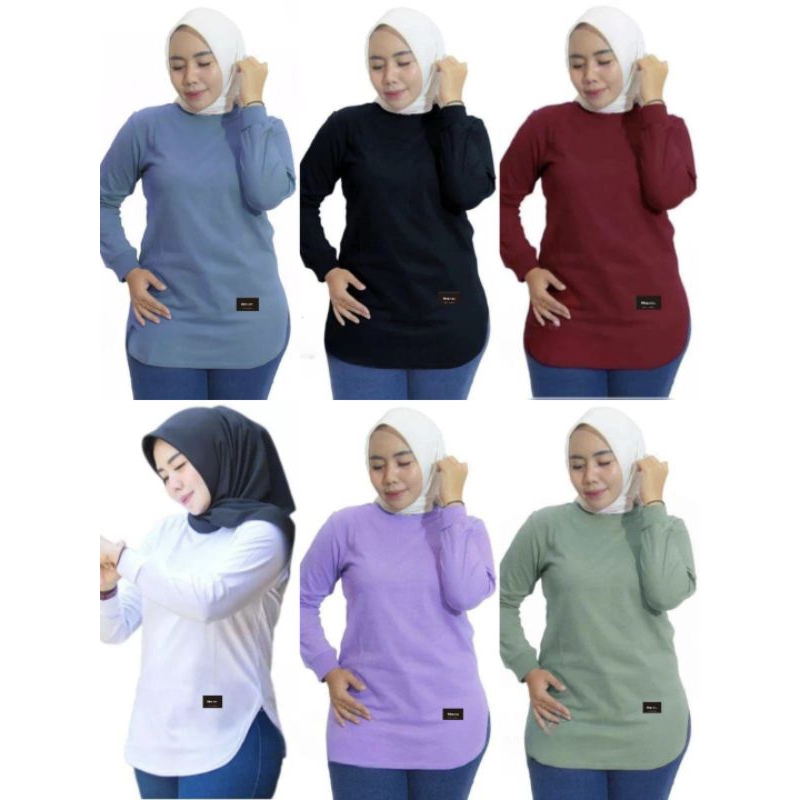 RinE45 Kaos Polos Oval Wanita/Kaos Polos Lengan Panjang Wanita/Atasan Combed 24s/Atasan Jumbo Wanita