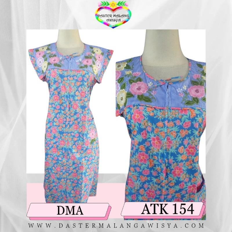 ATK 154 S M XL XXL - Daster Katun Bordir Malang Awisya Tangan Kecil