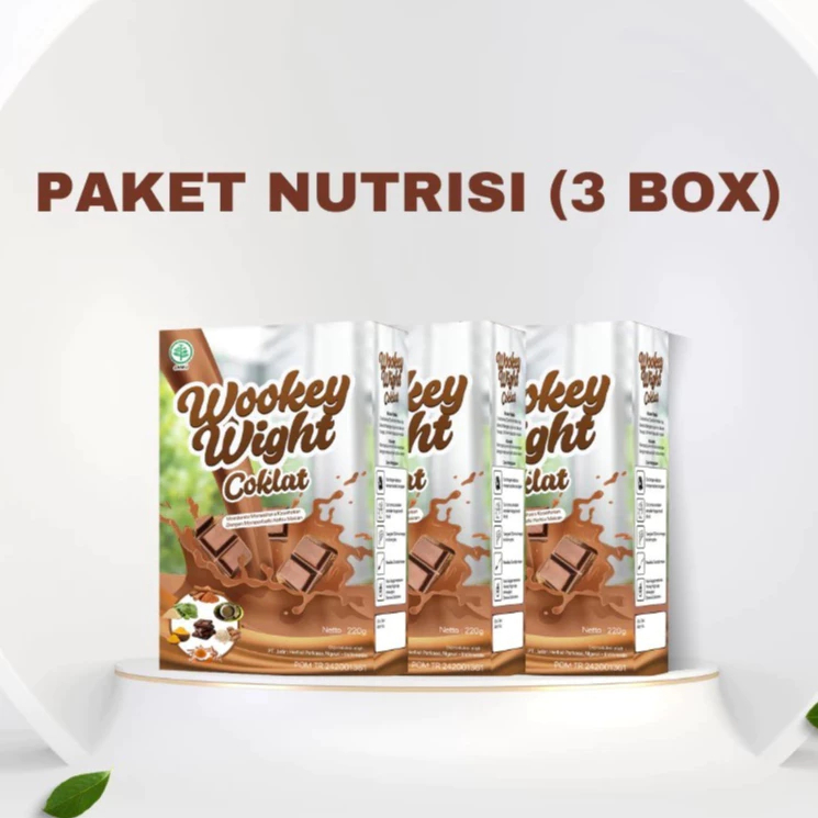 

Wookey Weight 3 Box - Rasa Coklat Susu Penggemuk Penambah Berat Badan Alami 220gr