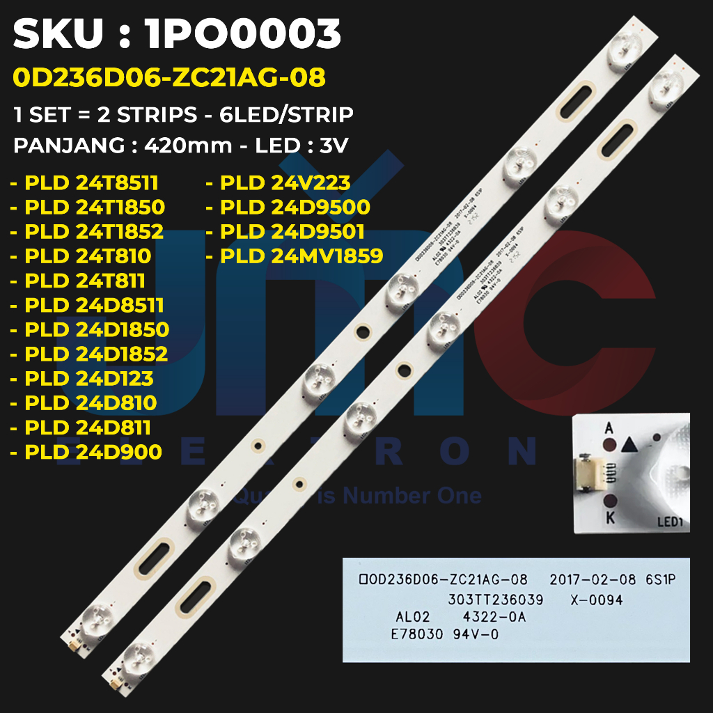 Backlight Tv Polytron 24 Inch Pld-24T8511 Pld-24T1850 Pld-24T1852 Pld-24T810 Pld-24T811 Pld-24D8511