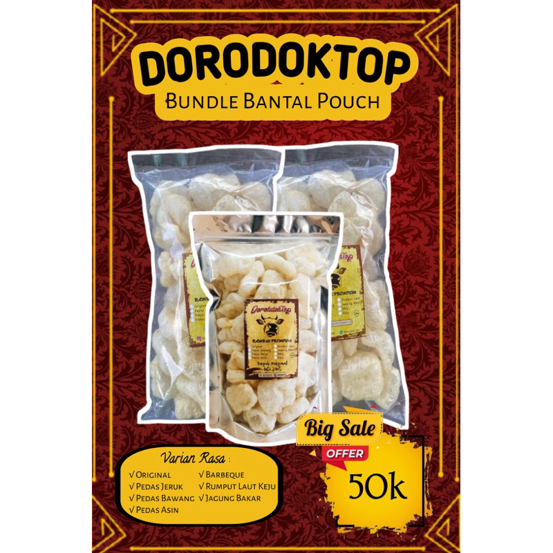 

Dorodoktop Kerupuk kulit Sapi Premium Bundle Bantal Pouch Ori