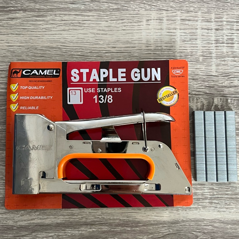 

Camel Staples Tembak 13/4-8mm FREE ISI STAPLES 4 Keping | Stapler Gun Staple Jok Motor Sofa Tacker | Staples Manual Camel 13/8 (4mm-8mm) | alat staples jok CAMEL