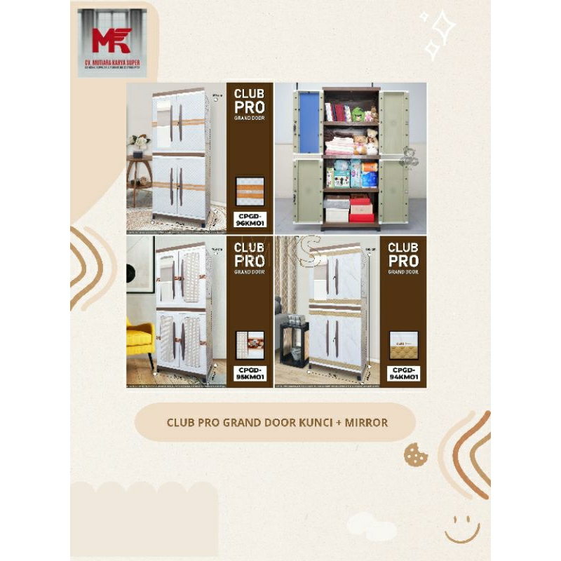 LEMARI CLUB GRAND DOOR KUNCI KACA | LEMARI ESTETIK | LEMARI KUAT KOKOH | LEMARI PLASTIK KUAT