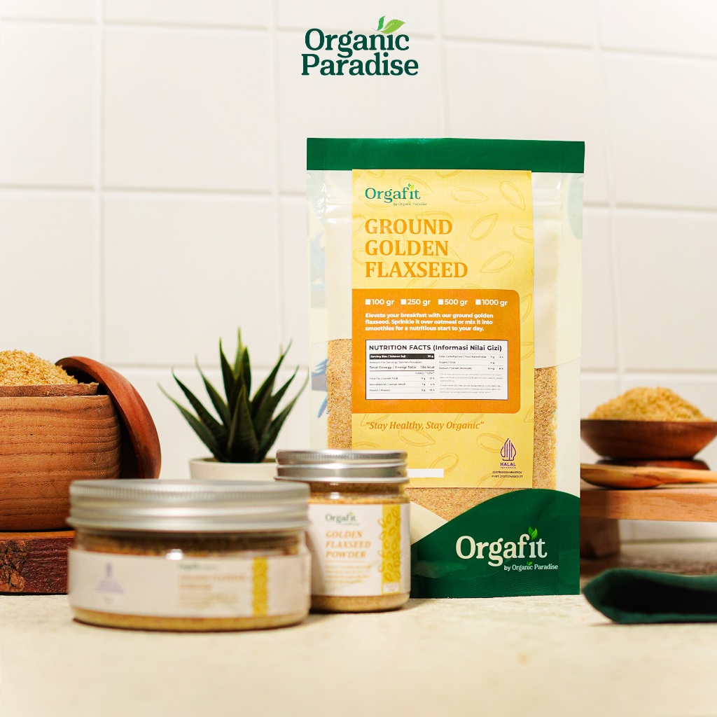 

EG Organic Paradise Golden Flaxseed Bubuk 250 Gram / Ground Golden Flaxseed 250 Gram NON GMO