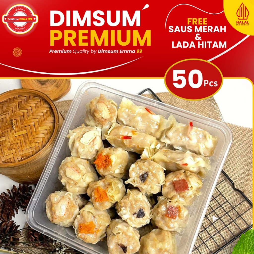 

Dimsum Ayam Mix Premium Isi 50pcs Free Saus Merah & Lada Hitam Frozen Halal