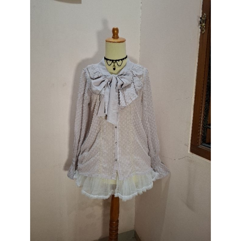 Axes femme kawaii ribbon bow top blouse coquette dollete princess y2k gothic grunge cottagecore cute