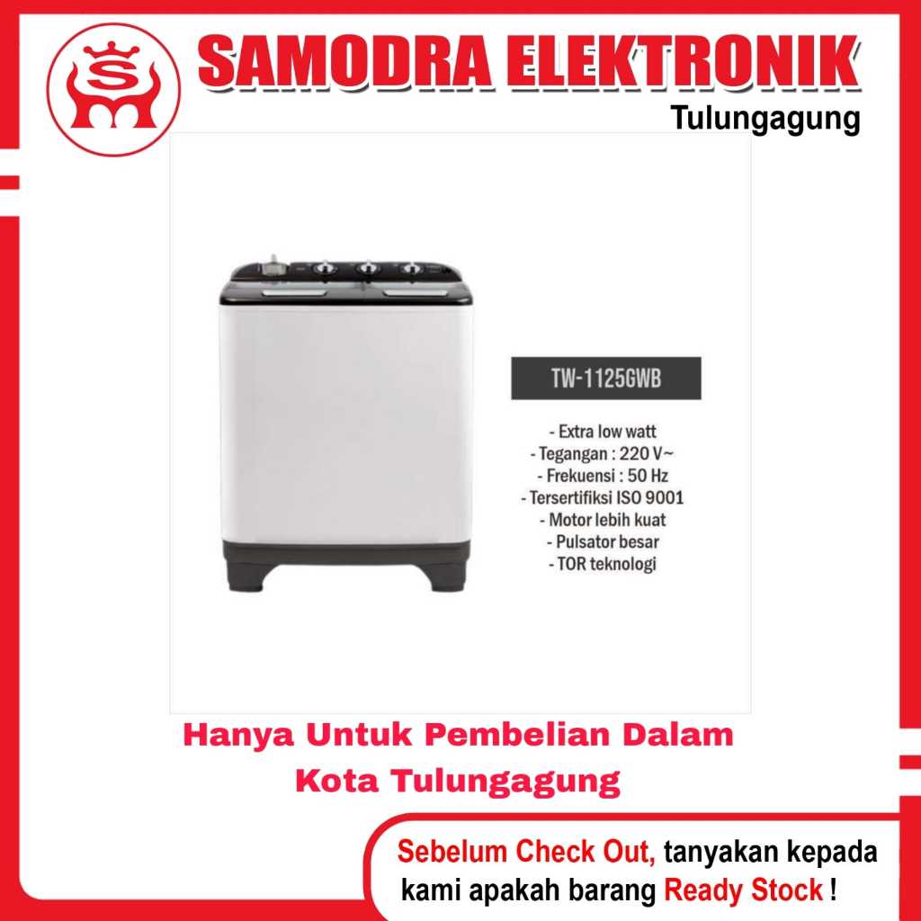 Mesin Cuci SANKEN TW-1125GWB | Mesin Cuci 2 Tabung | Low Watt
