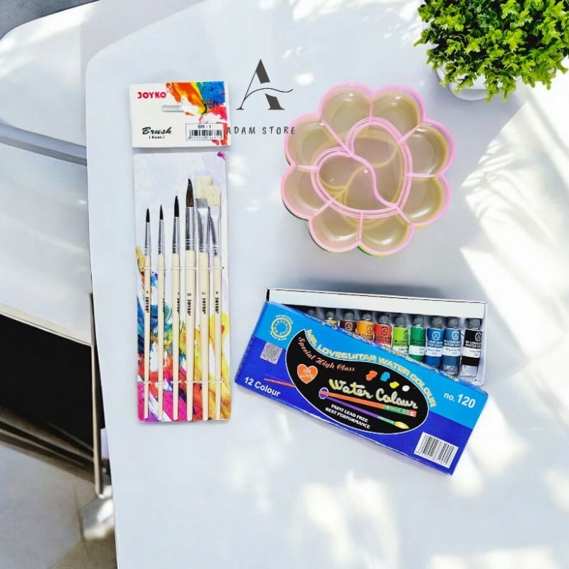 

satu shet paket melukis 3 in 1 palet kuas lukis cat air satu paket murah