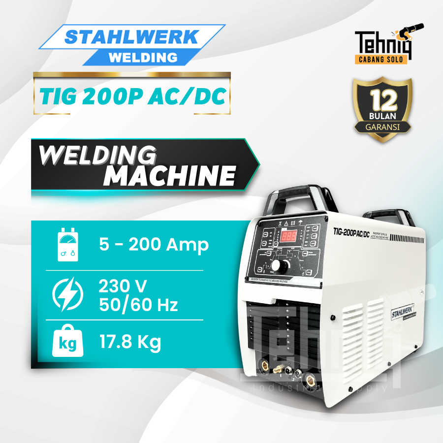 Mesin Las Listrik / Trafo Las STAHLWERK TIG-200PS AC/DC Argon Aluminium Argon AC/DC Pulse