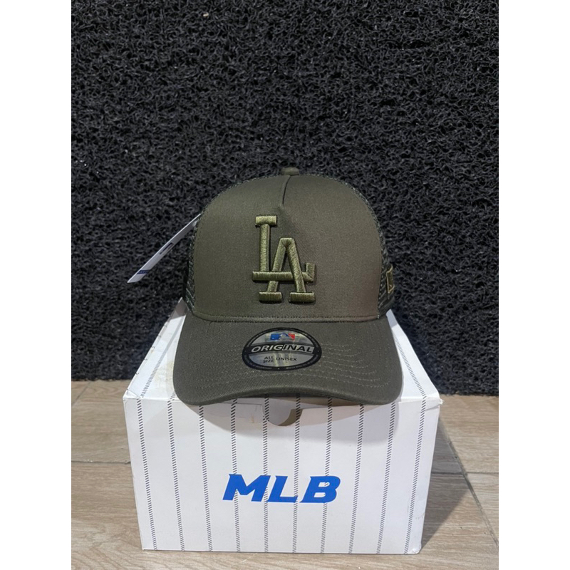 Logo LA Hijau Army Bahan Hijau Army Trucker Hijau Army Topi Pria Wanita
