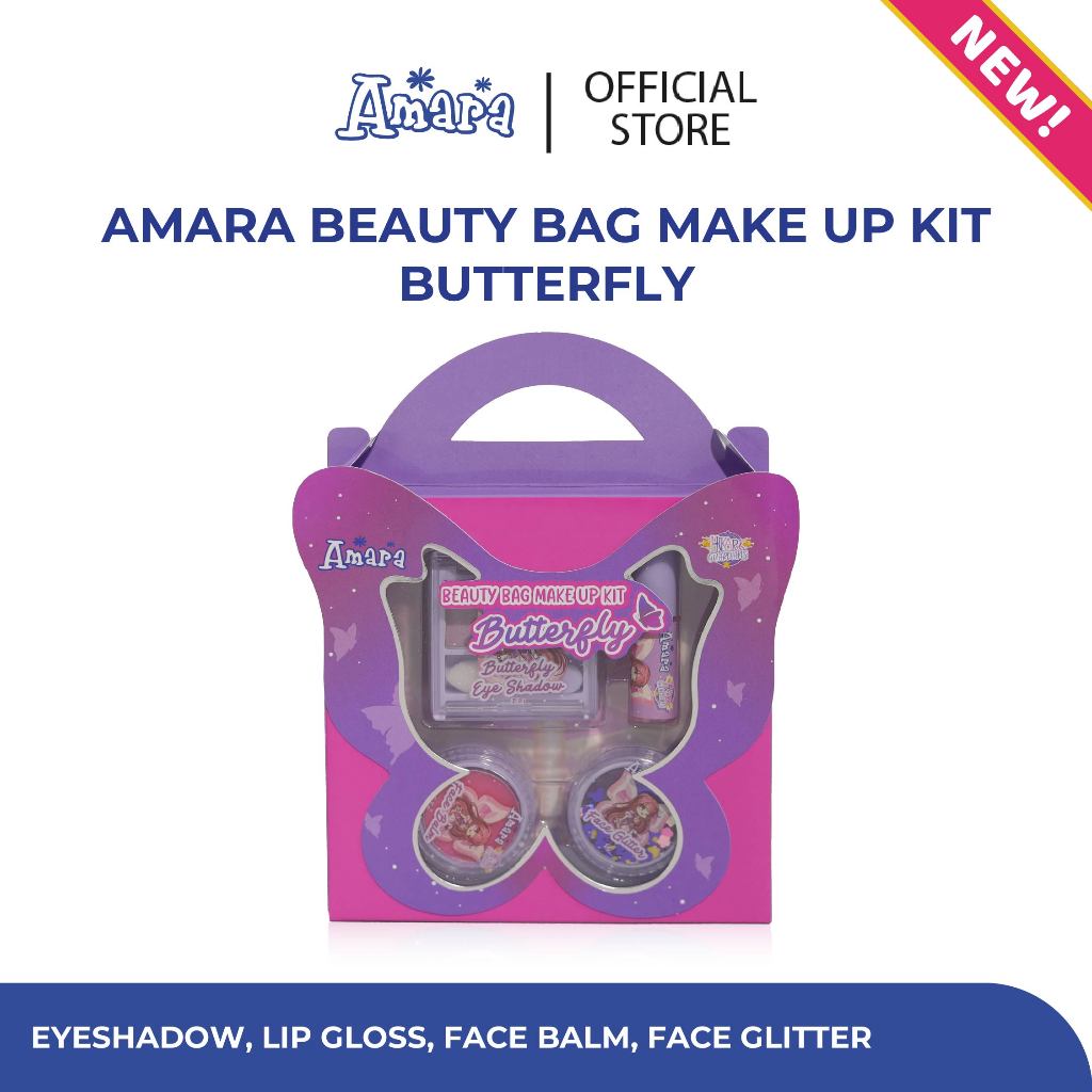Amara Beauty Bag Make Up Kit Butterfly / Mainan Anak / Make Up Anak BPOM