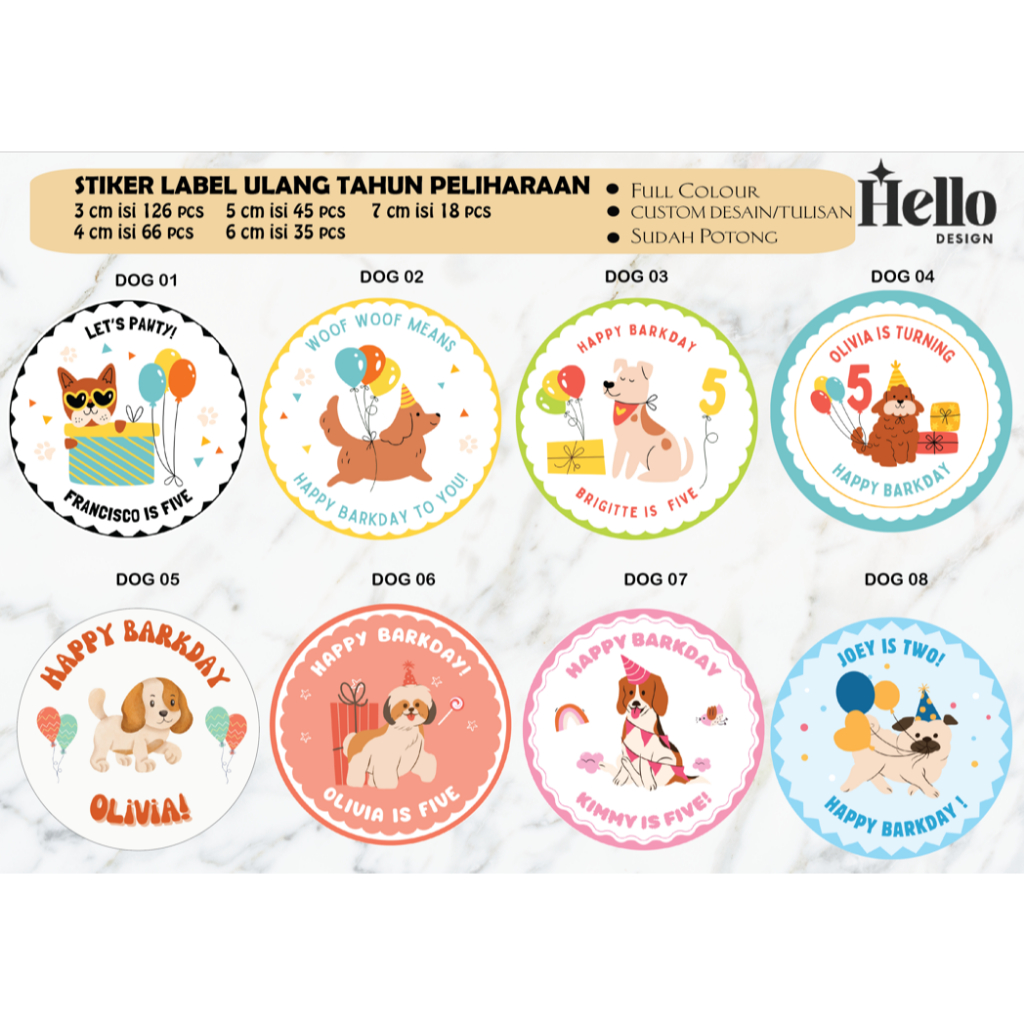 

(FREE CUSTOM) Sticker Dog Barkday / stiker ulang tahun anabul / stiker ulang tahun anjing / stiker ulang tahun kucing peliharaan