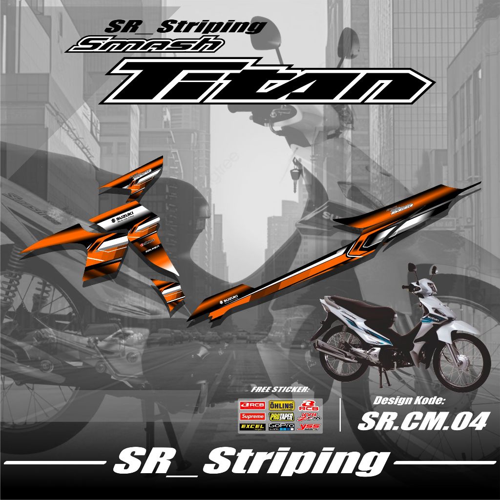 STRIPING SUZUKI SMASH TITAN - STRIPING STICKER LIST VARIASI SMASH TITAN DESAIN GRAFIS SIMPEL TERLARI
