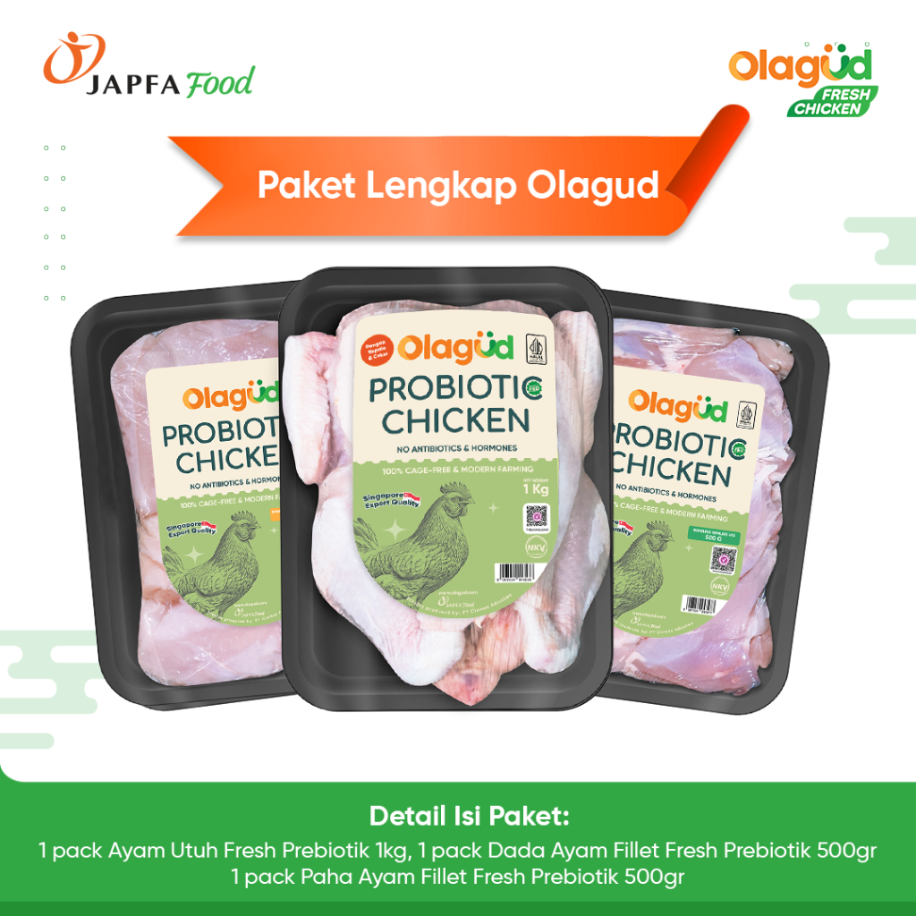 

Paket Olagud Lengkap - Paket Ayam Utuh, Paha, & Dada Fillet Probiotik