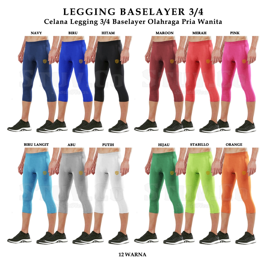 CELANA BASELAYER LEGGING PENDEK STUVCO DALEMAN RENANG DIVING WANITA PRIA FUTSAL OLAHRAGA
