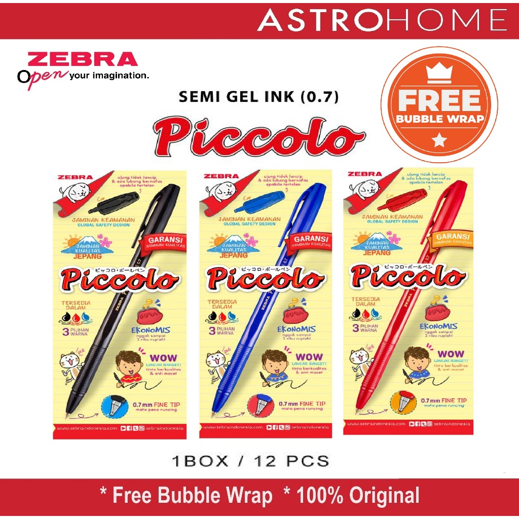 

Pulpen Ballpoint Bolpoin Pen Zebra Piccolo Semi Gel Ink Pen 0.7 mm (12 pcs / 1 box)