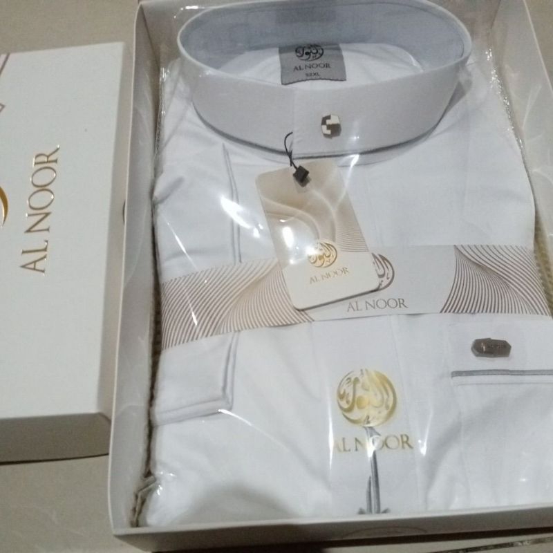 Jubah Al Noor Dewasa Putih Bordir non manset