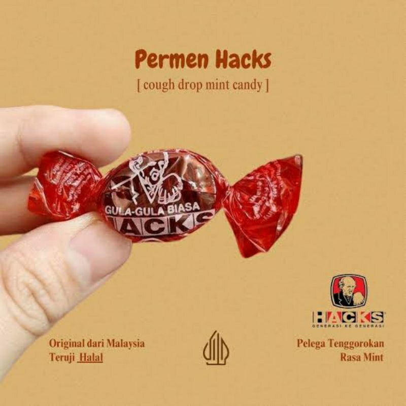 

Permen Hacks permen pelega tenggorokan cough drop mint candy repack ( 1 pack isi 15 butir)