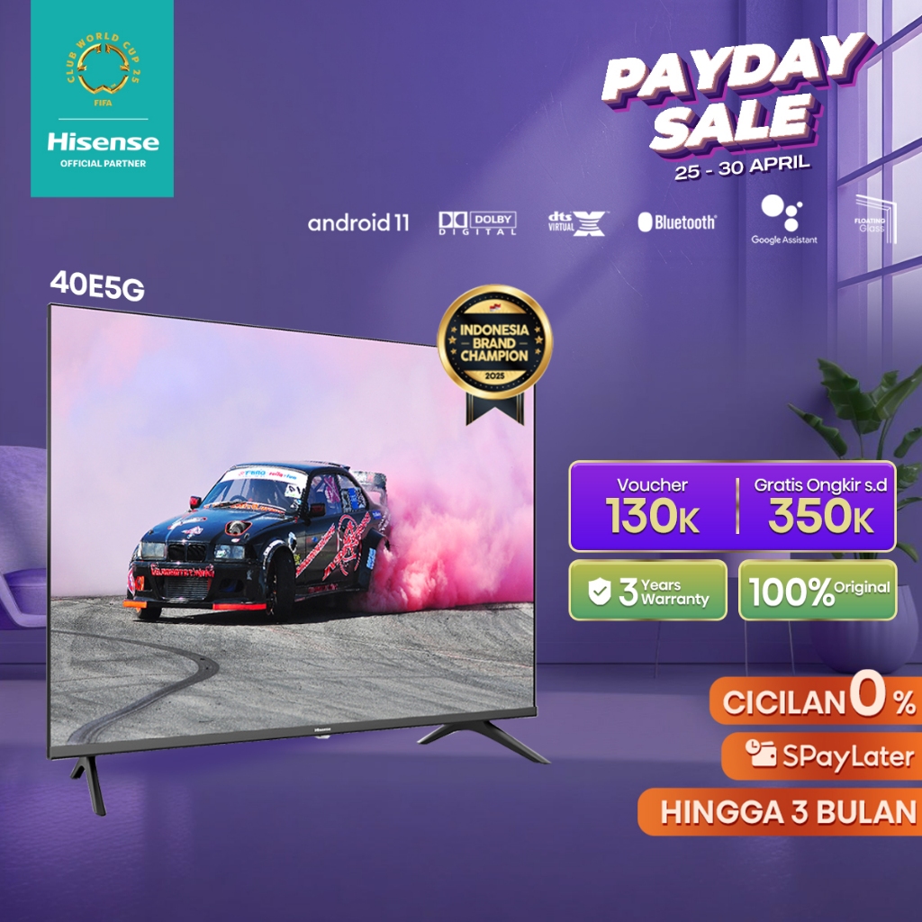 Hisense 40"  FHD Android 11 Smart TV-Bezelless Design-Dolby Audio- Youtube/Netflix/Prime video-Casti