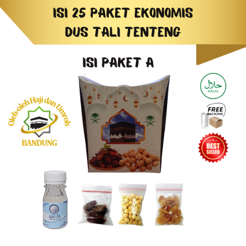 

Oleh Oleh Haji/Umroh Isi 25 Paket A Dus Tali, Botol+Air zam zam, Kurma, Kacang Arab, Kismis