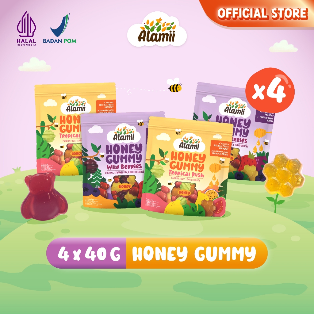 

PROMO ALAMIIVERSARY - Alamii Honey Gummy - Pack of 4 x 40g (Mix Varian)
