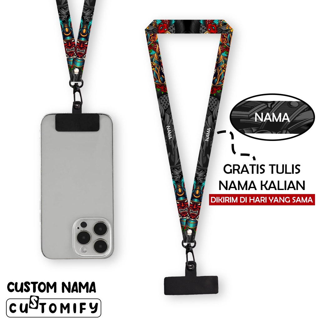 

[SATUAN] Lanyard Custom Nama - Tali Gantungan Nametag Printing 2 sisi Lebar 1,5 cm - Design 50