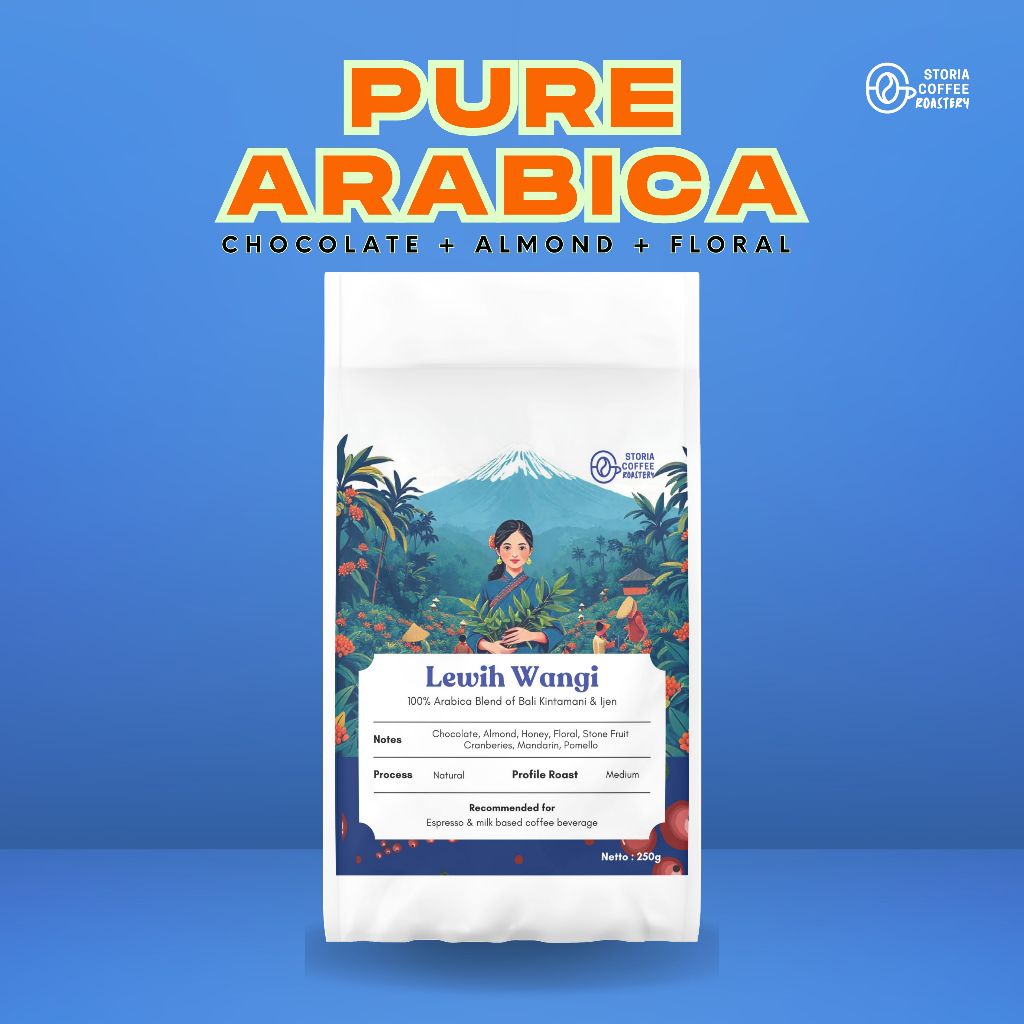 

Lewih Wangi Biji Kopi Pure Arabica Kintamani 250gr