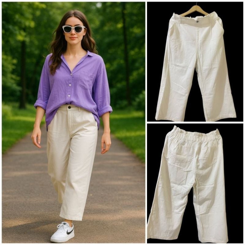 Celana Kulot Jeans Wanita Oversize